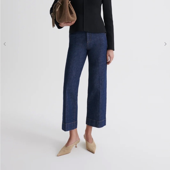 Scanlan Theodore Denim - Scanlan Theodore Dark Blue Cropped Wide-Leg Jeans